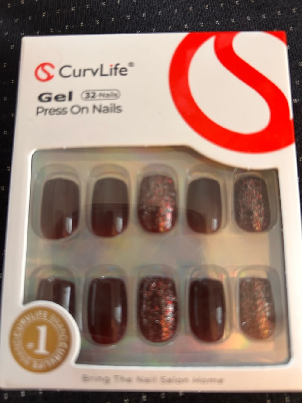 Gel Press-On Nails — Sparkling Deep Brown Set